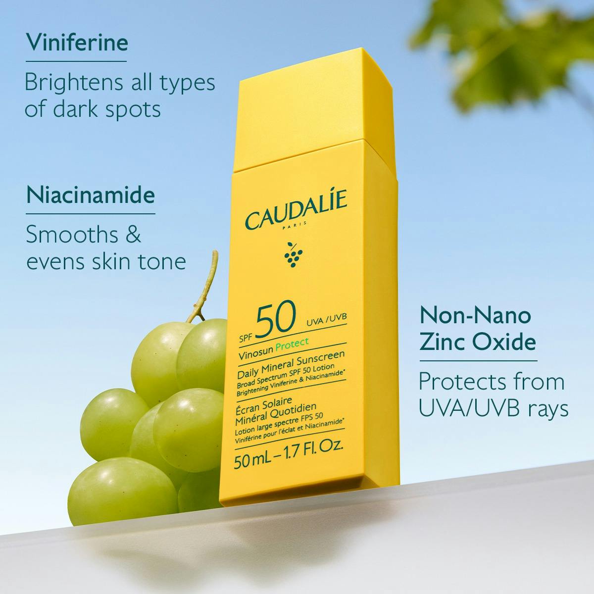 Vinosun Protect Daily Mineral Sunscreen SPF 50 with Niacinamide